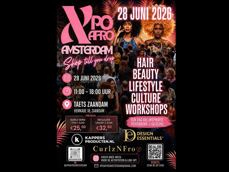 XPO AFRO Amsterdam 2026 zet textured hair, educatie en beautycultuur centraal